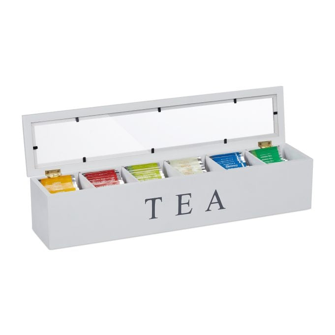 Bamboo tea box with 6 compartments