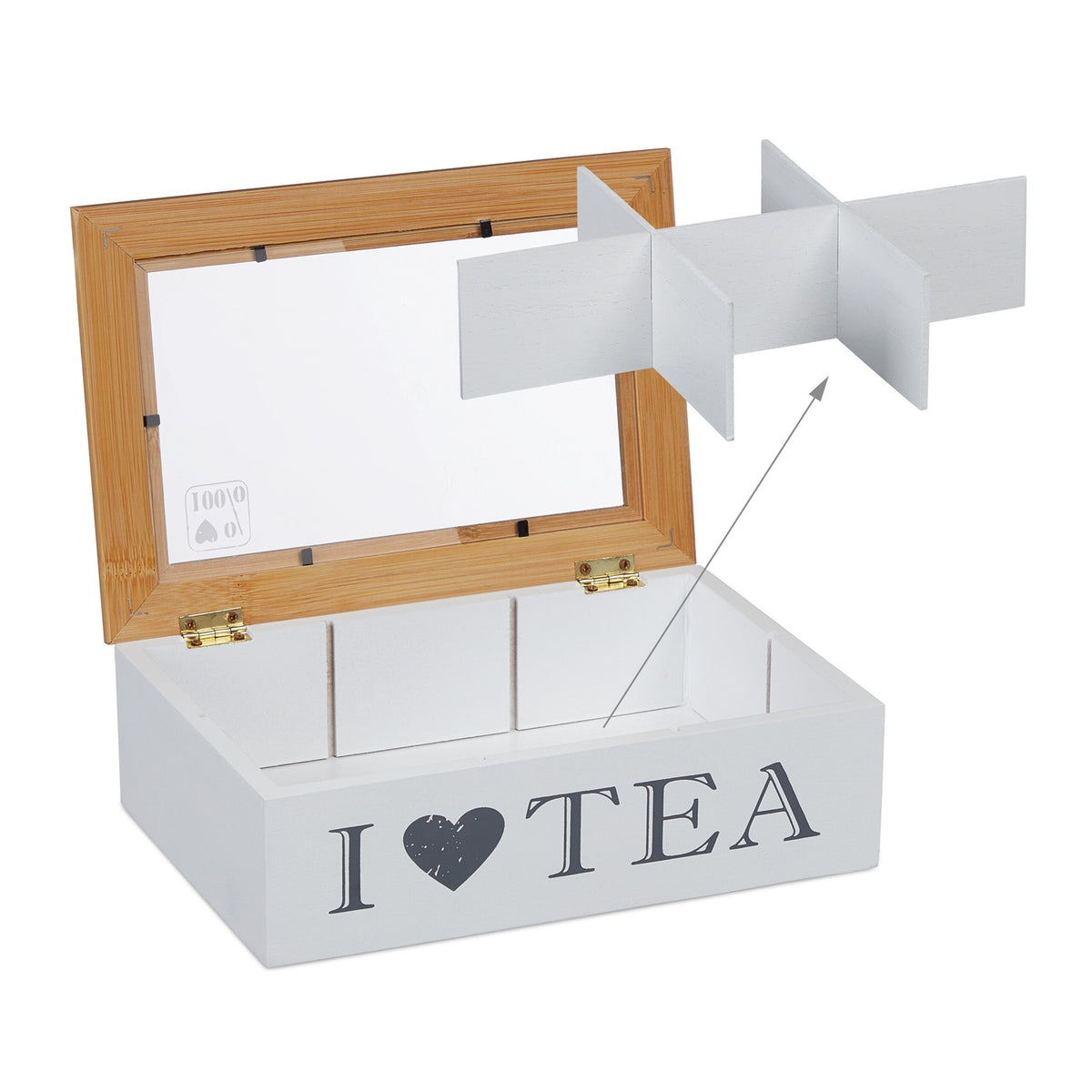 Bamboo tea box with 6 compartments