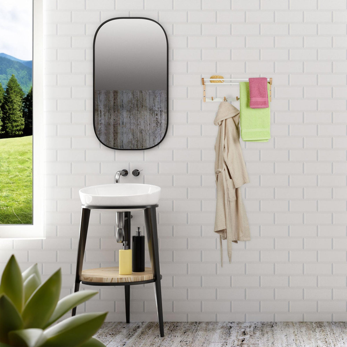 Bamboo towel rail for the wall