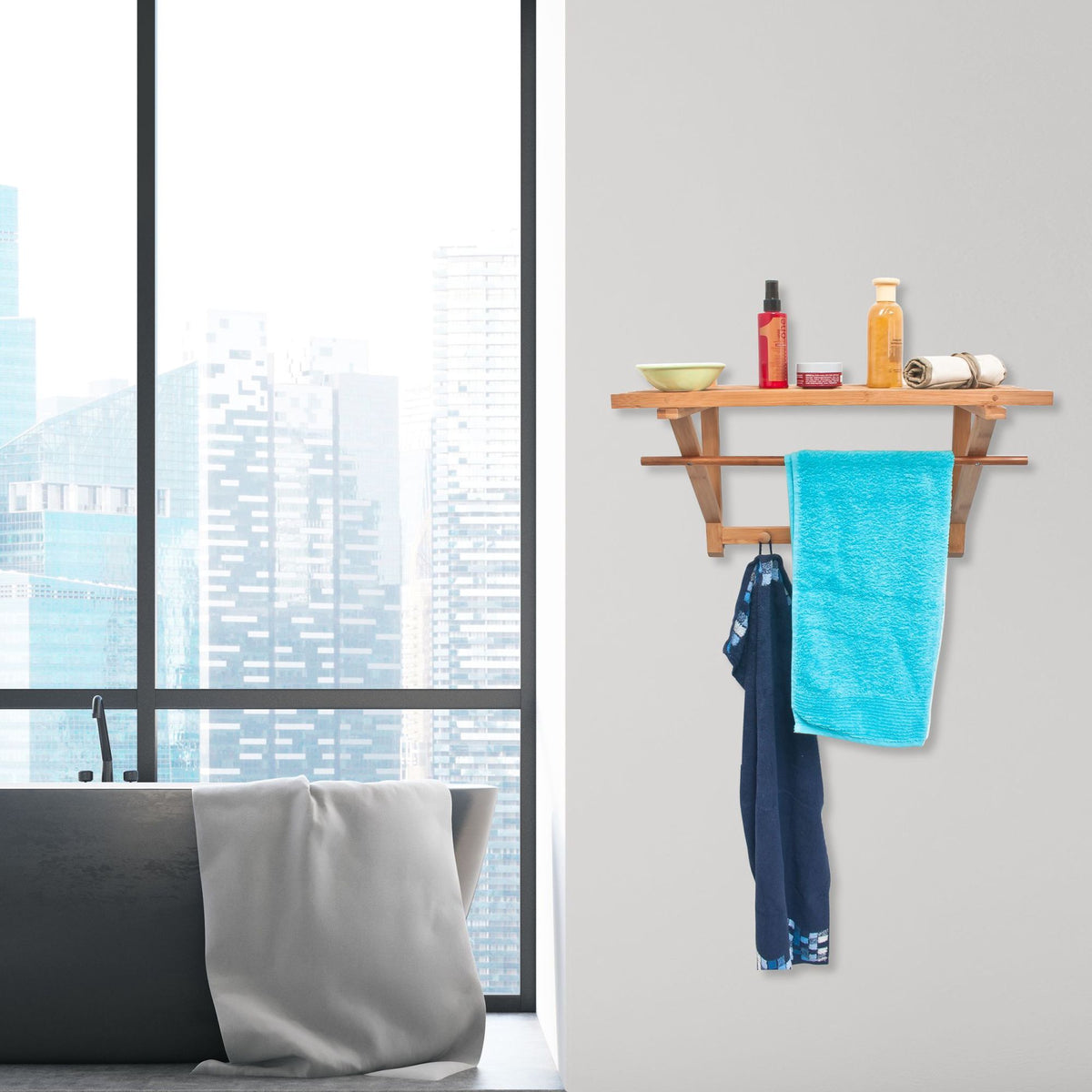 Bamboo wall shelf