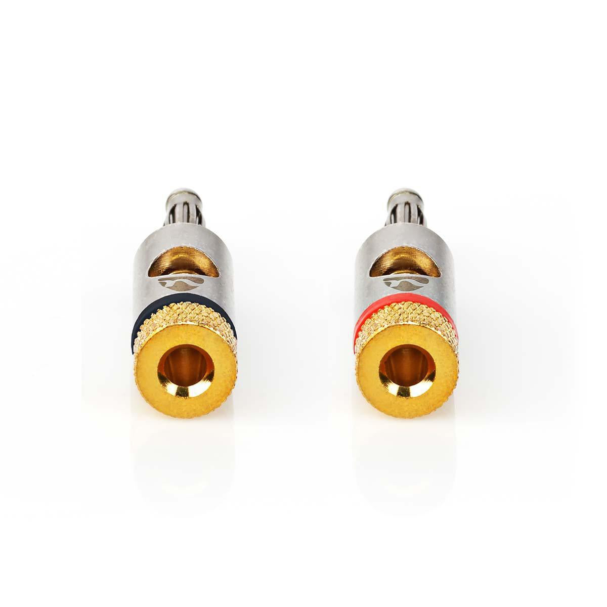 Banana Connector | Straight | Male | Gold Plated | Screw | Cable input diameter: 3.0 mm | Metal | Gold | 2 pcs. | Envelope