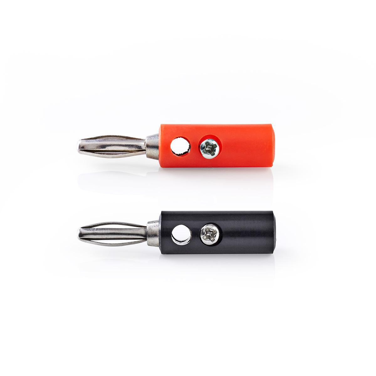 Banana Connector | Straight | Male | Nickel Plated | Screw | Cable input diameter: 4.5 mm | PVC | Red / Black | 4 pcs. | Box