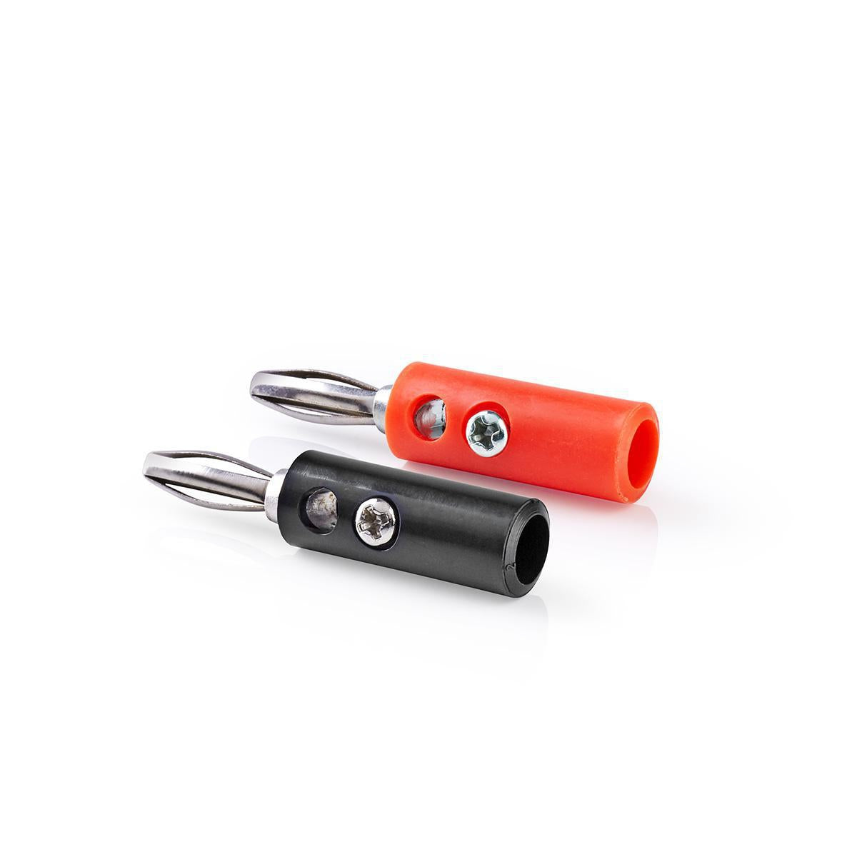 Banana Connector | Straight | Male | Nickel Plated | Screw | Cable input diameter: 4.5 mm | PVC | Red / Black | 4 pcs. | Box