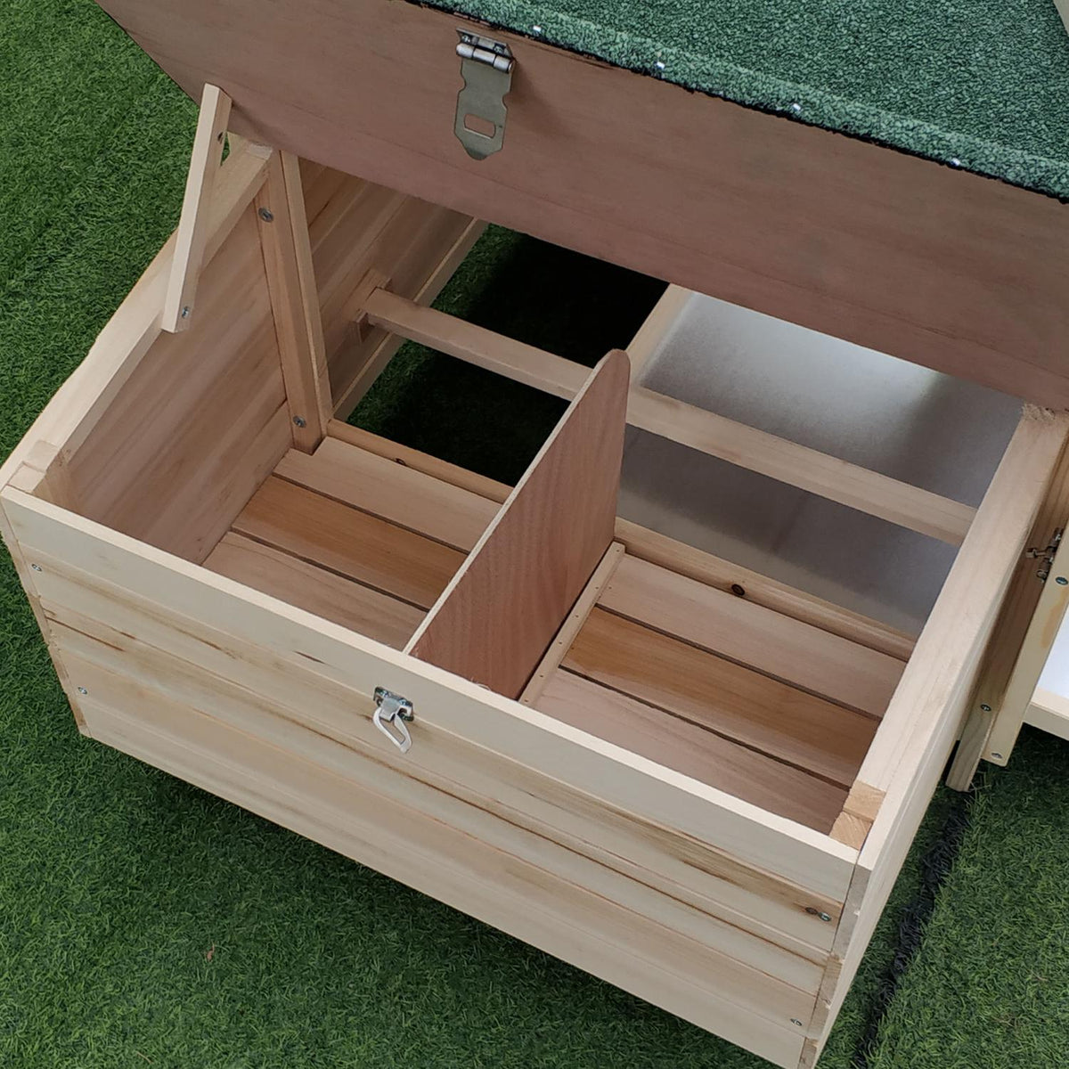 Bantam chicken coop with run and perches, winterproof chicken house made of pine wood, nesting box for quails, 196 x 76 x 97 cm