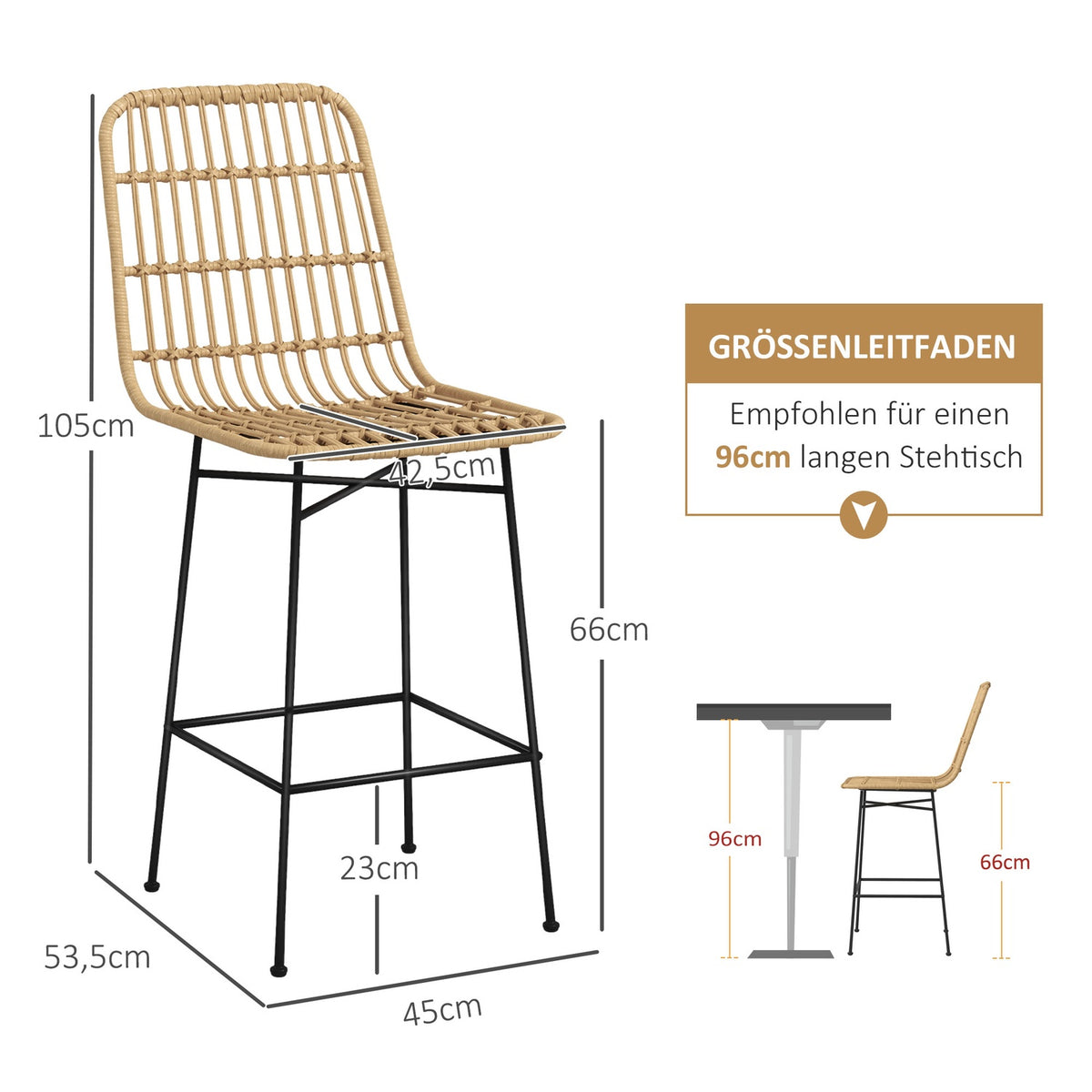 Bar Stools Set Of 2 Bar Chair Counter Stool Backrest Pe Rattan Boho Design Kitchen Stools Steel Yellow