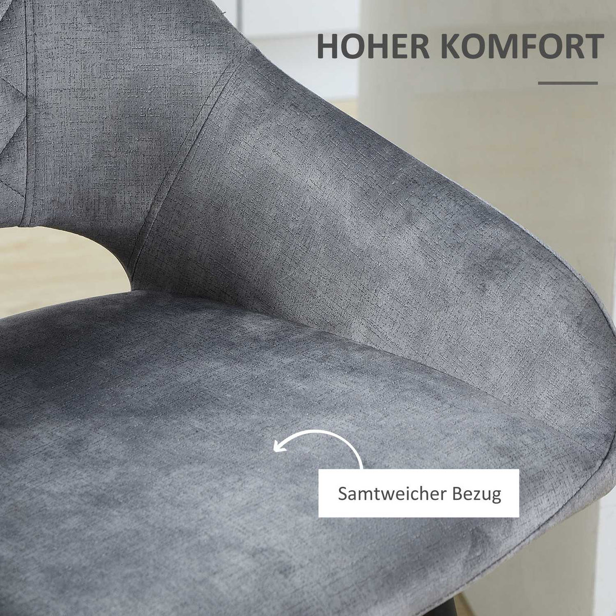 Bar Stools Set Of 2 Bar Chairs Bistro Stools With Footrest Velvet Look Kitchen Chair Counter Stool Seat Cover For Kitchen Islands Steel Gray 50 X 53 X 94 Cm