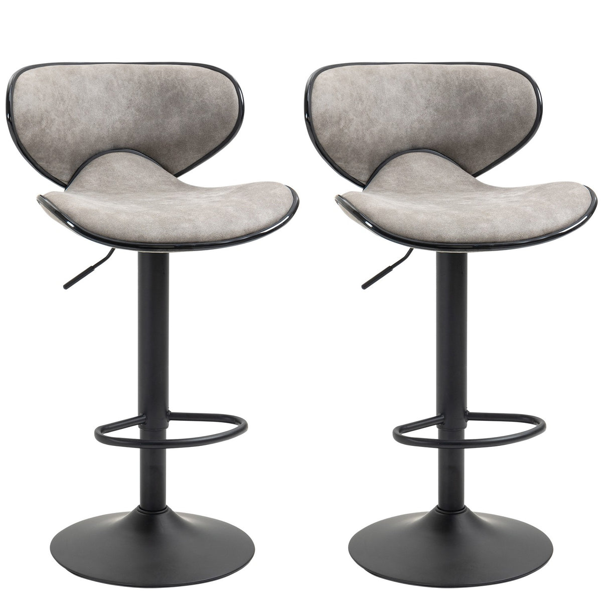 Bar Stools Set Of 2 Bar Chairs With Footrest, Height Adjustable, 360° Rotatable, Faux Leather, Modern Design, 45X50X102Cm