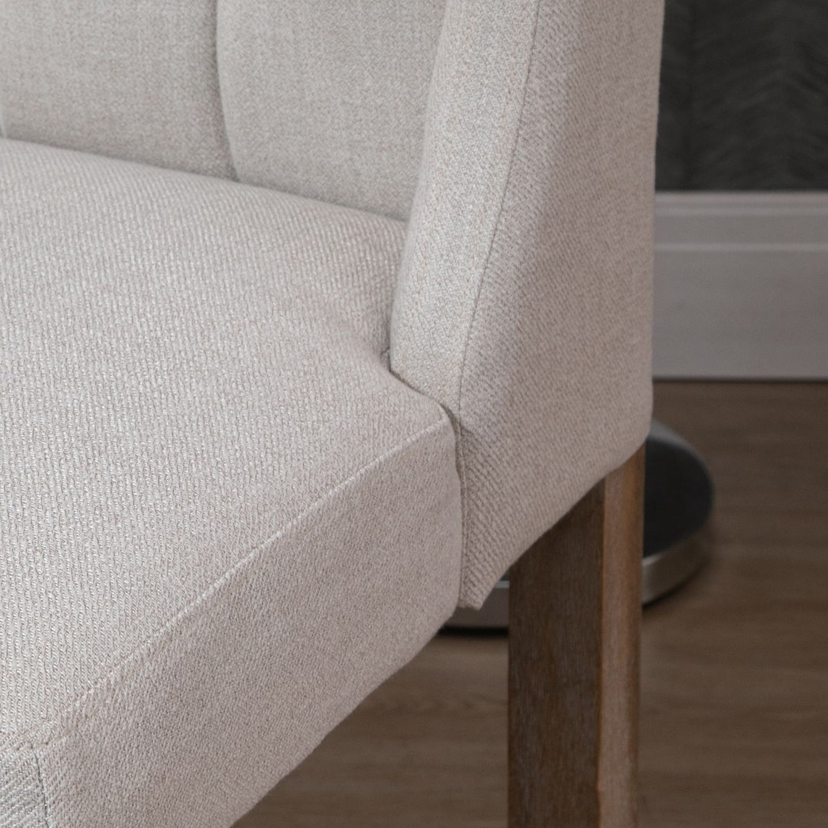 Bar Stools Set Of 2 Modern Kitchen Chairs Low Back Linen Touch Rubber Wood Beige 47X50X101Cm
