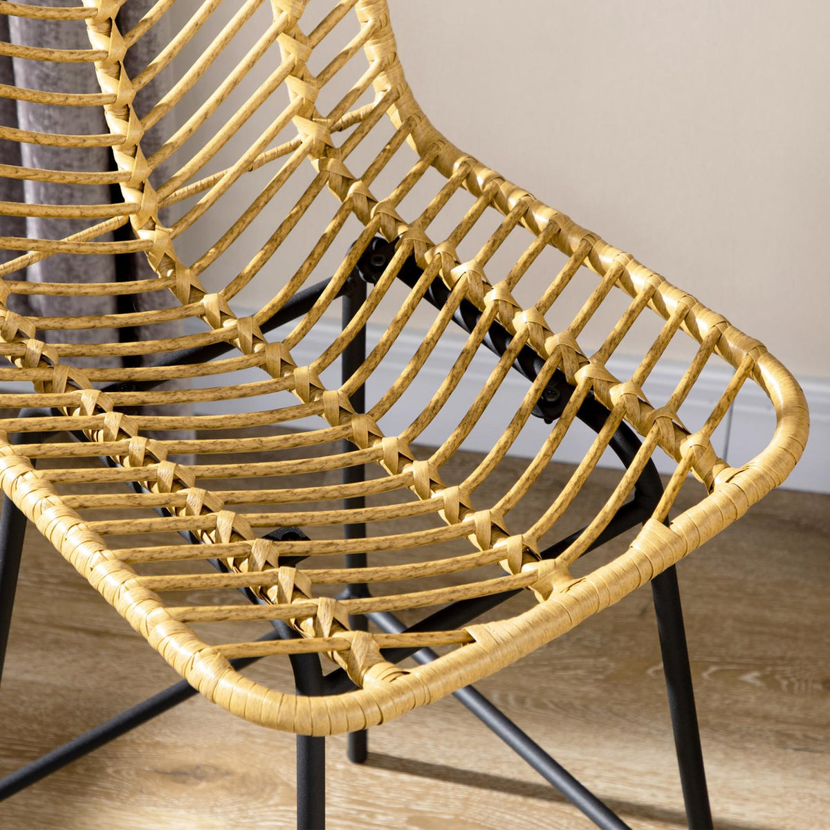 Bar Stools Set Of 2, Rat Look Bar Chairs, Counter Stools With Backrest, Boho Design Kitchen Stools, Counter Chairs, Kitchen, Steel, Yellow