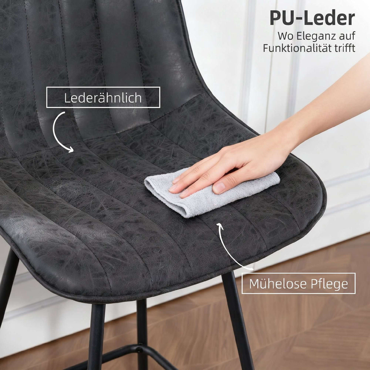 Bar Stools Set of 2, 68 cm, 360-Degree Swivel, Black, With Backrest