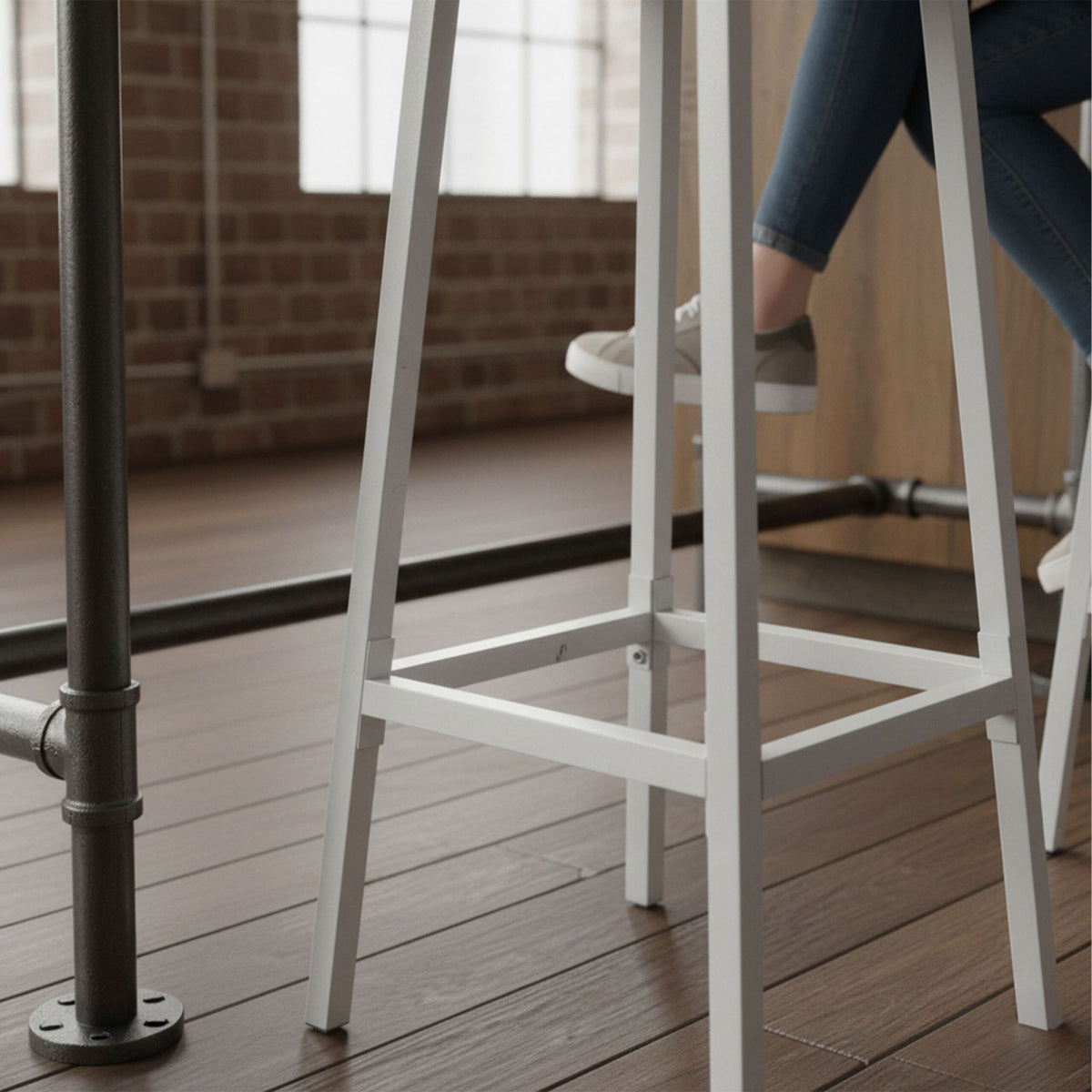 Bar Stools Set of 2, MDF Seat, Metal Frame