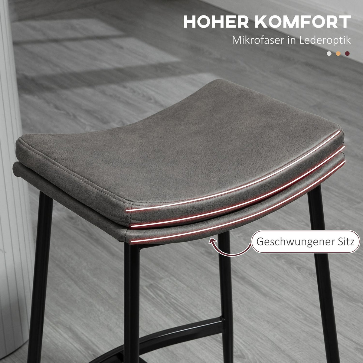 Bar Stools Set of 2, Padded Seats, Steel Frame