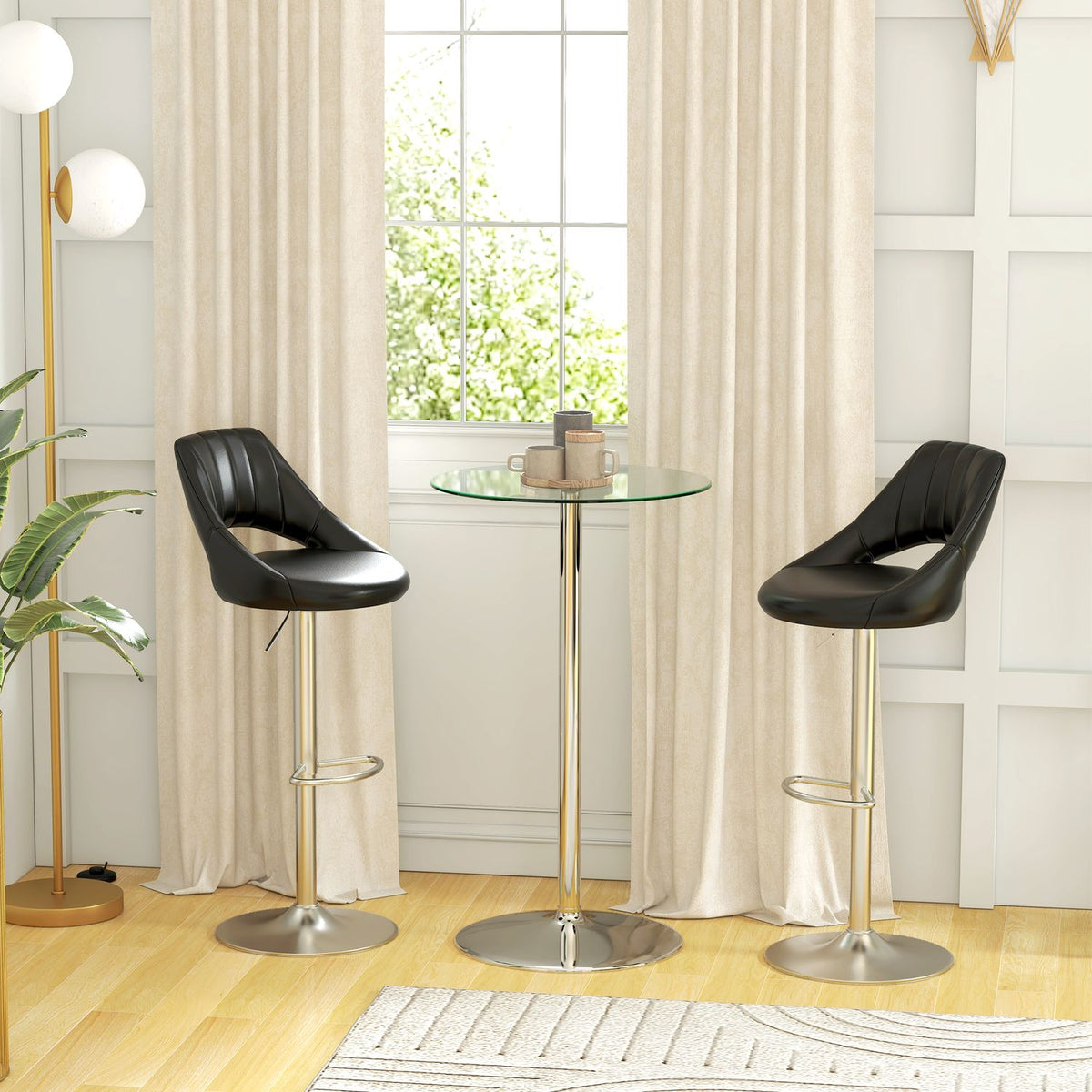Bar Table Bar Table 2 People Bistro Table Tempered Glass Table Top Ø60X102Cm Transparent