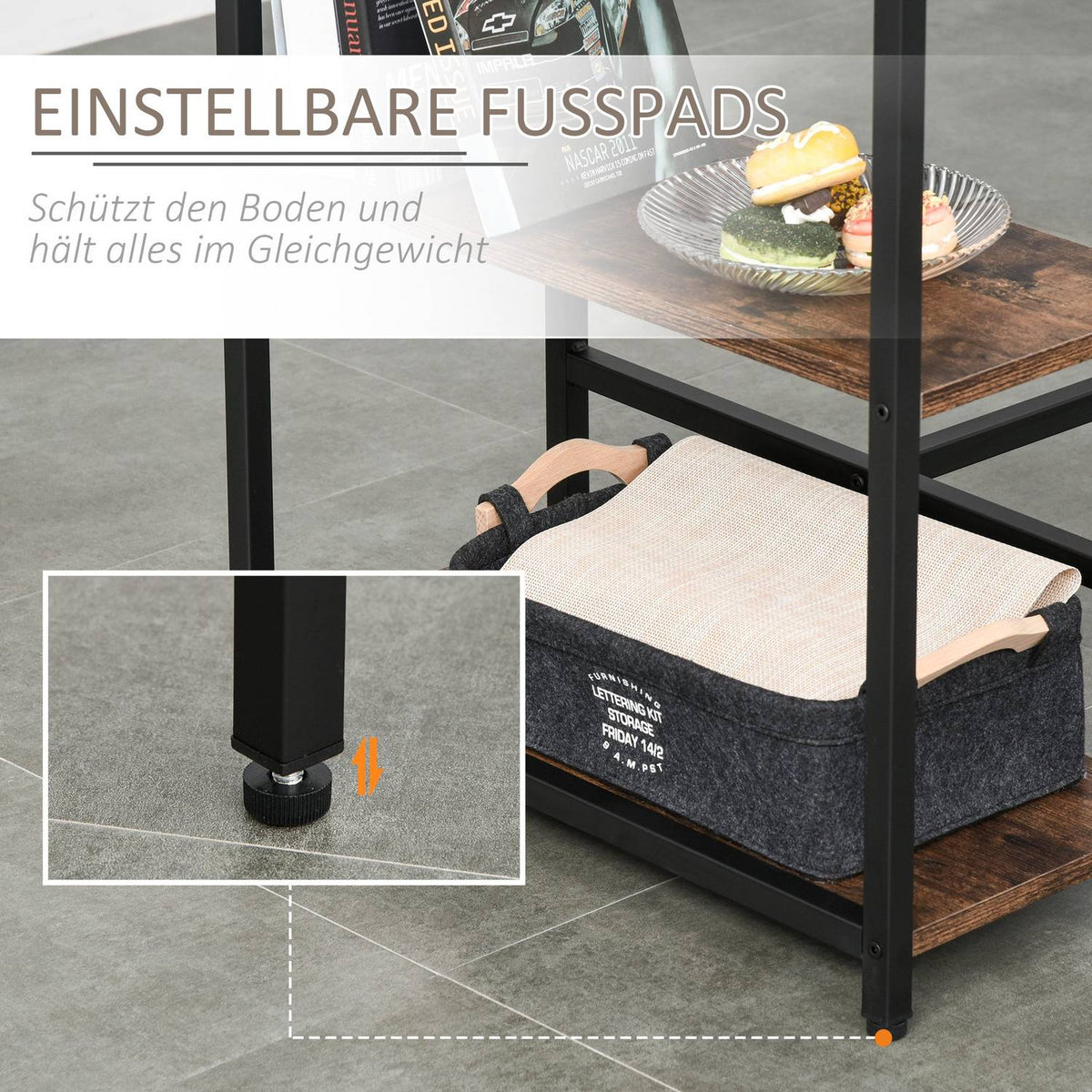 Bar Table Set, Bar Table With 2 Bar Stools, 3-Piece Table Set With Shelves, Chipboard/Steel, Rustic Brown/Black, 109X60X100Cm
