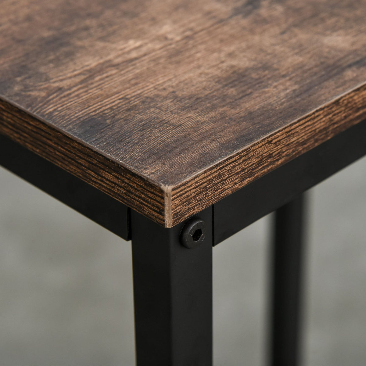 Bar Table Set, Bar Table With 2 Bar Stools, 3-Piece Table Set With Shelves, Chipboard/Steel, Rustic Brown/Black, 109X60X100Cm
