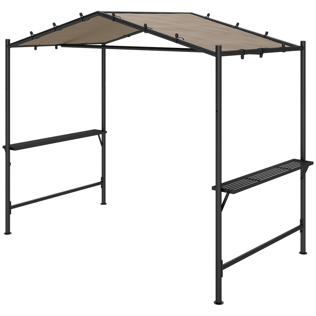 Barbecue Gazebo 277 x 149 x 230 cm Waterproof Flame Retardant Garden Gazebo with Side Shelves, Garden Gazebo with UV Protection, BBQ Pavilion Made of Steel, Garden Tent Grill Tent for Party BBQ, Khaki