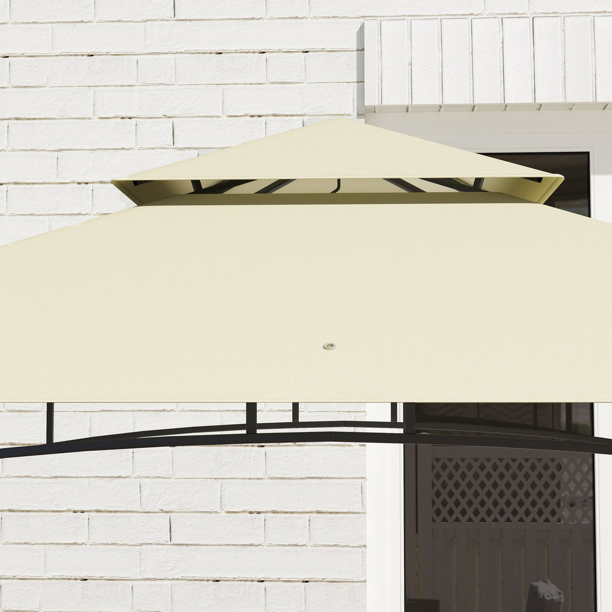 Barbecue pavilion 240 x 150 x 257 cm waterproof flame retardant garden pavilion with double roof, side shelves, gazebo with UV protection, BBQ pavilion made of steel, barbecue tent for party BBQ, beige