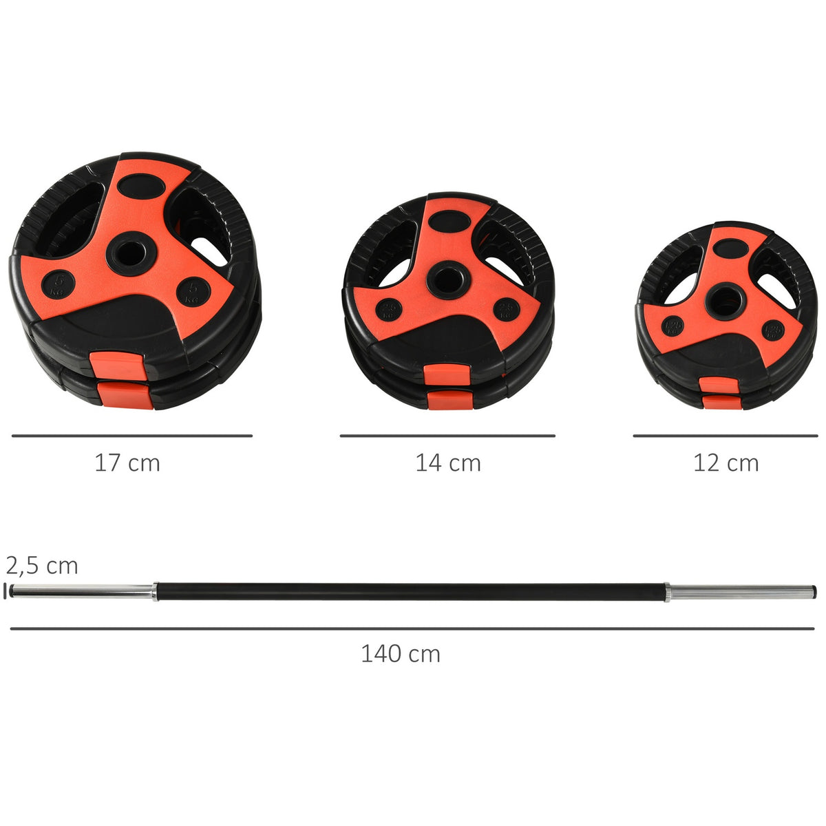 Barbell Set 20 Kg, Adjustable Dumbbell Set With Non-Slip Handle, Including 6 Weight Plates, Floor-Friendly Weight Lifting For Exercise Bikes