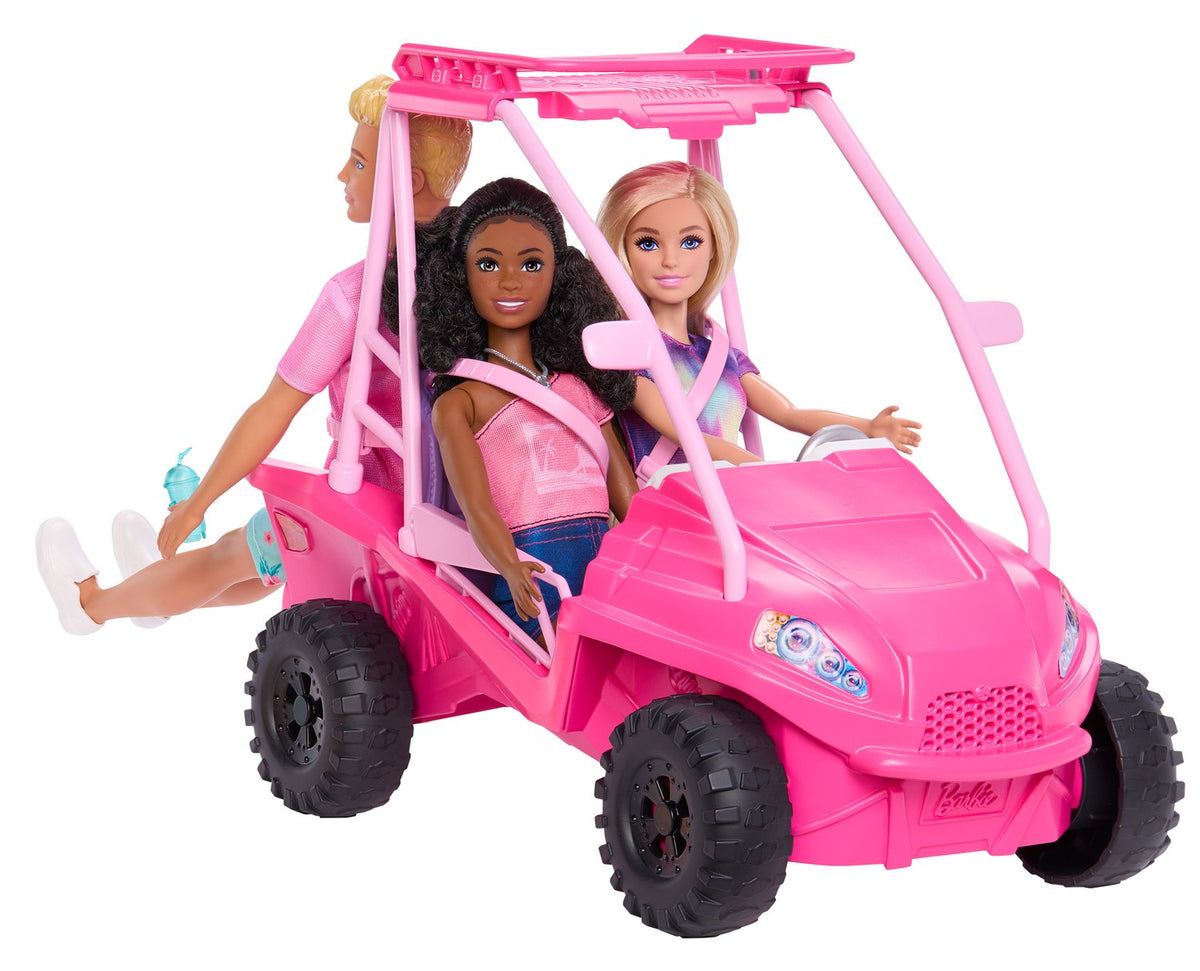 Barbie Beach Buggy with Accessories, Fits 4 Dolls