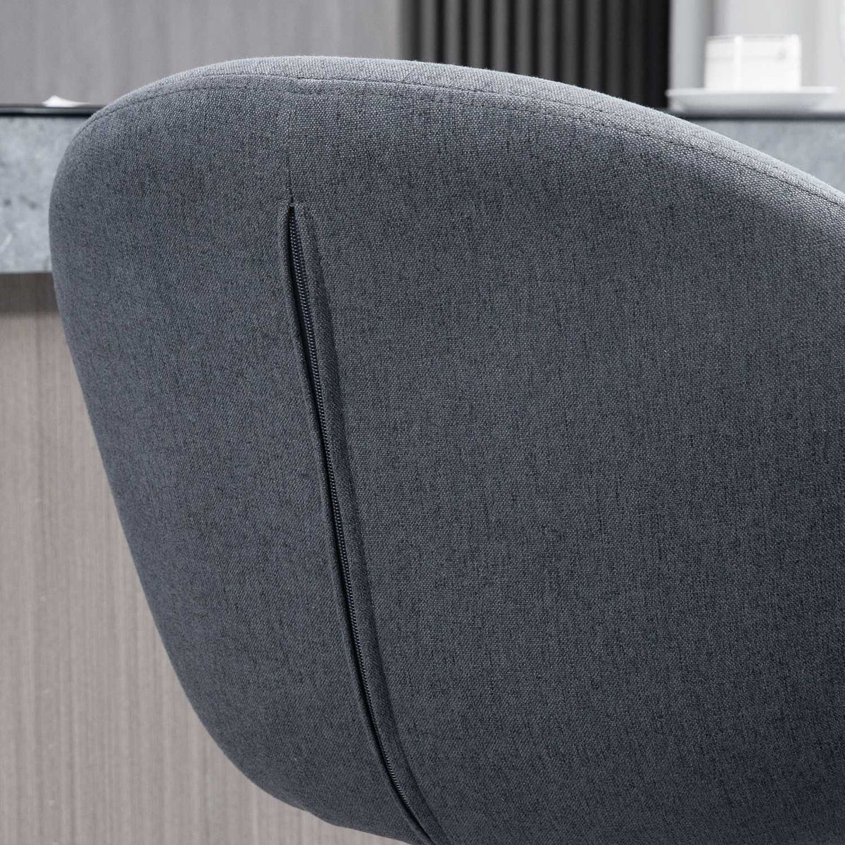 Bar chair height adjustable 110 kg load capacity 54 x 54 x 92-112 cm 360° rotatable with footrest in linen look dark gray