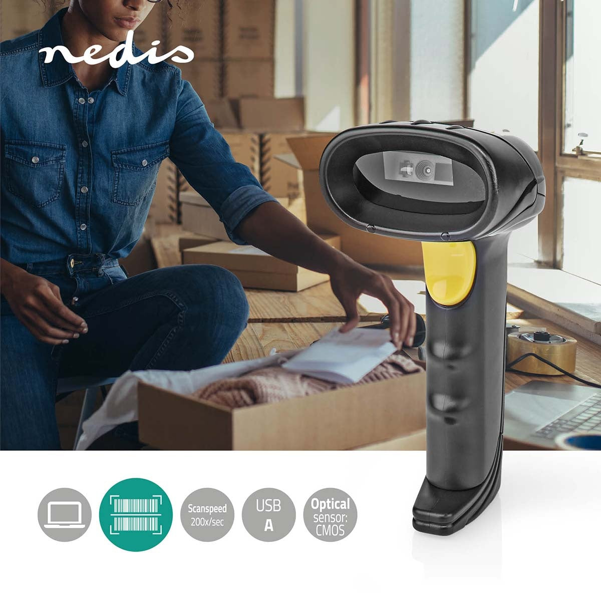 Barcode Scanner | CMOS | Wire bound | 1D linear / 2D/QR | USB Power | USB 2.0