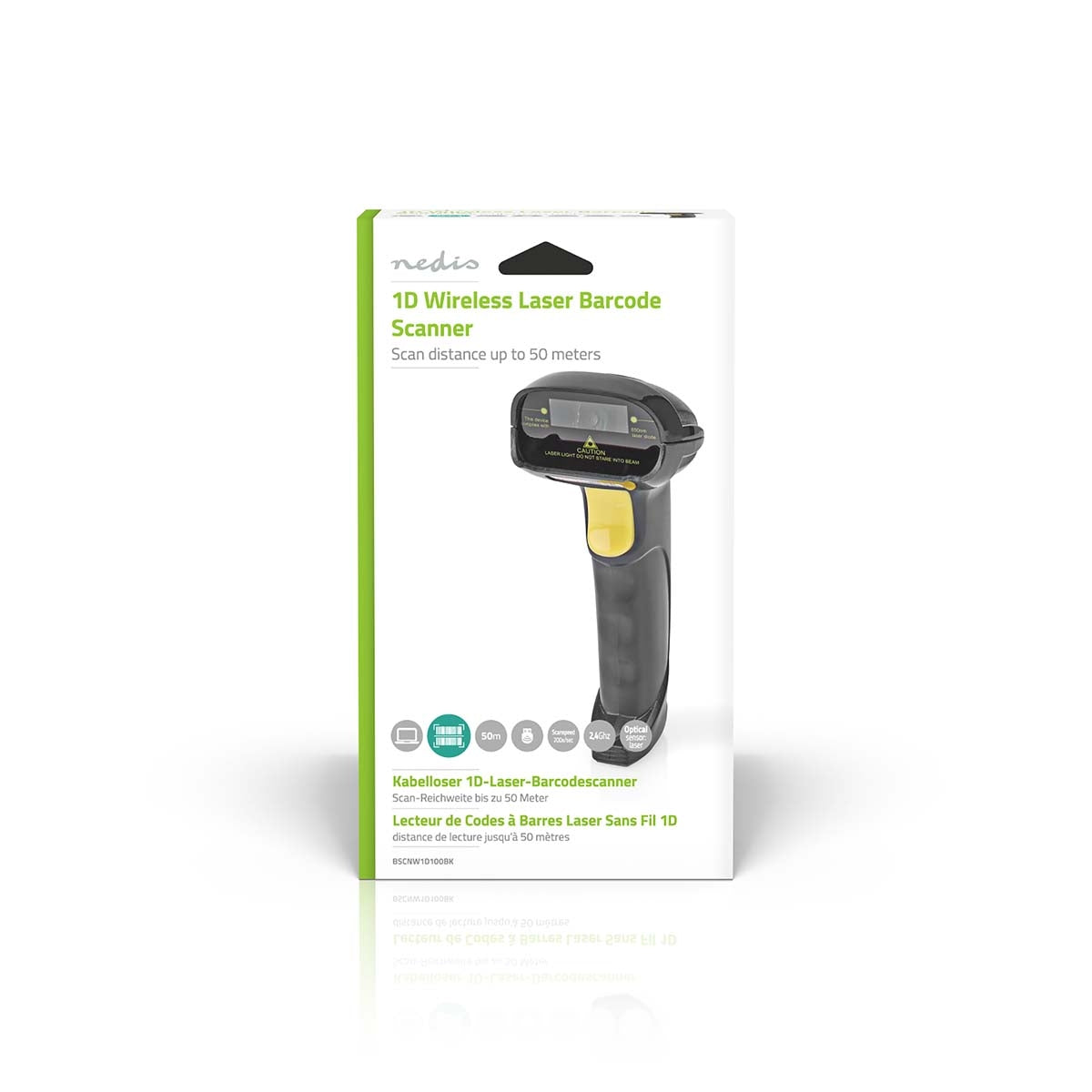 Barcode Scanner | Laser | Wireless | 1D linear | Battery powered / USB power | USB dongle