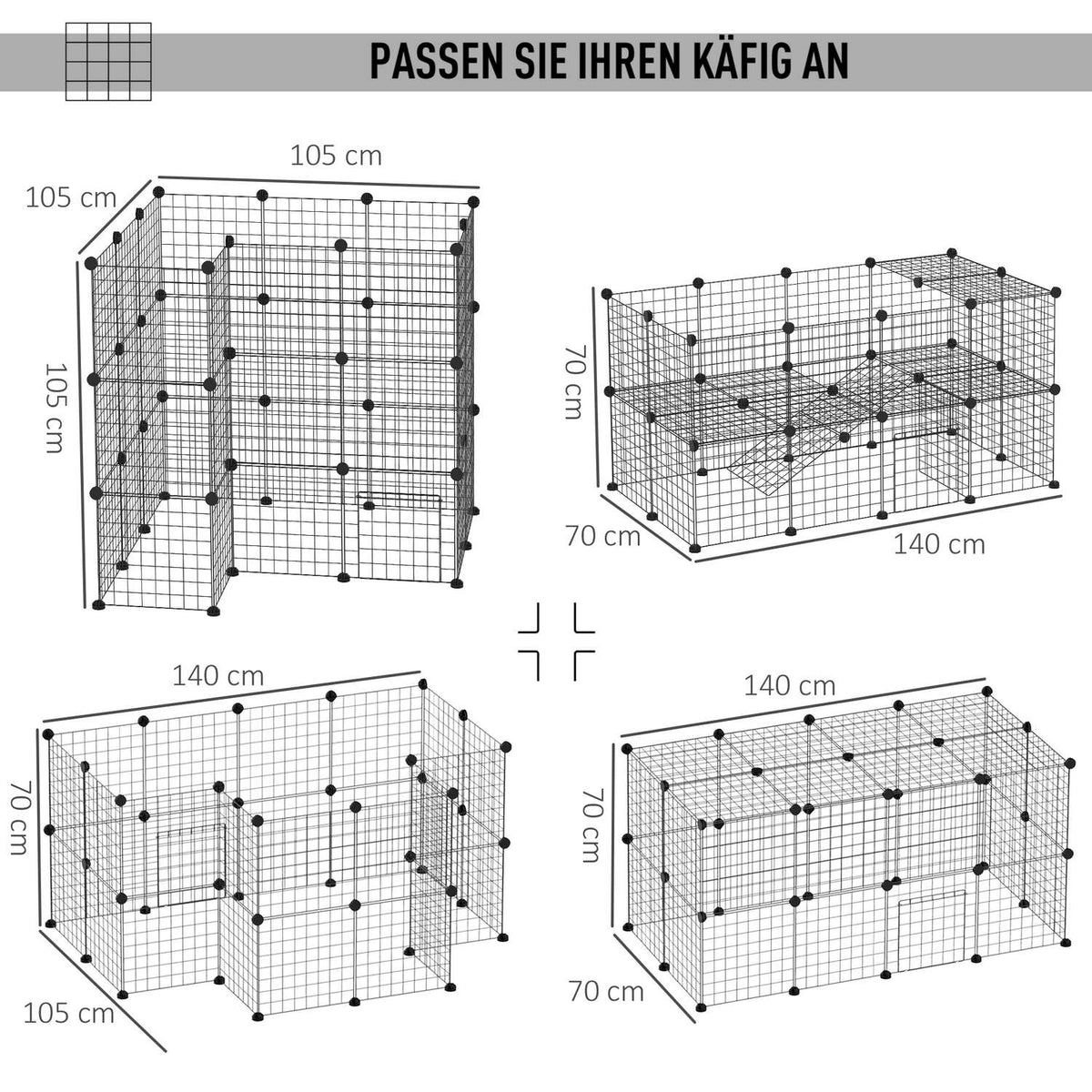 Barrier Diy Playpen For Small Animals, Puppy Playpen, 36 Panels, Black, 146X73X73Cm