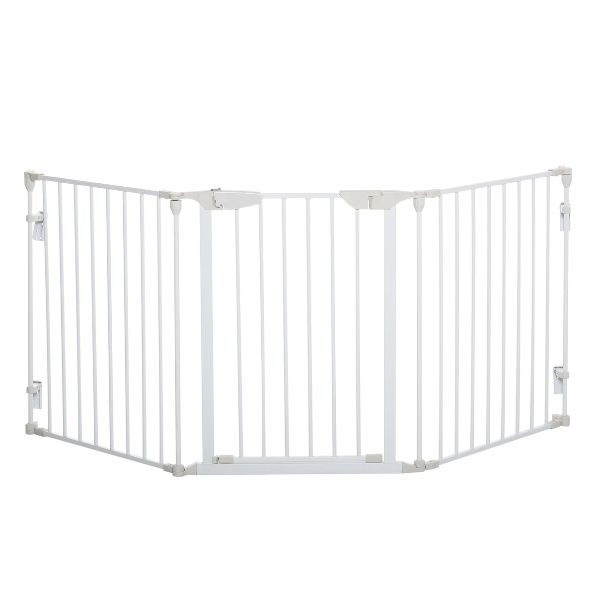 Barrier Gate For Dogs, Protective Gate, Dog Gate, Door Guard, 3 Elements Including Safety Door, Metal, Plastic, White, 180 X 3 X 74.5 Cm