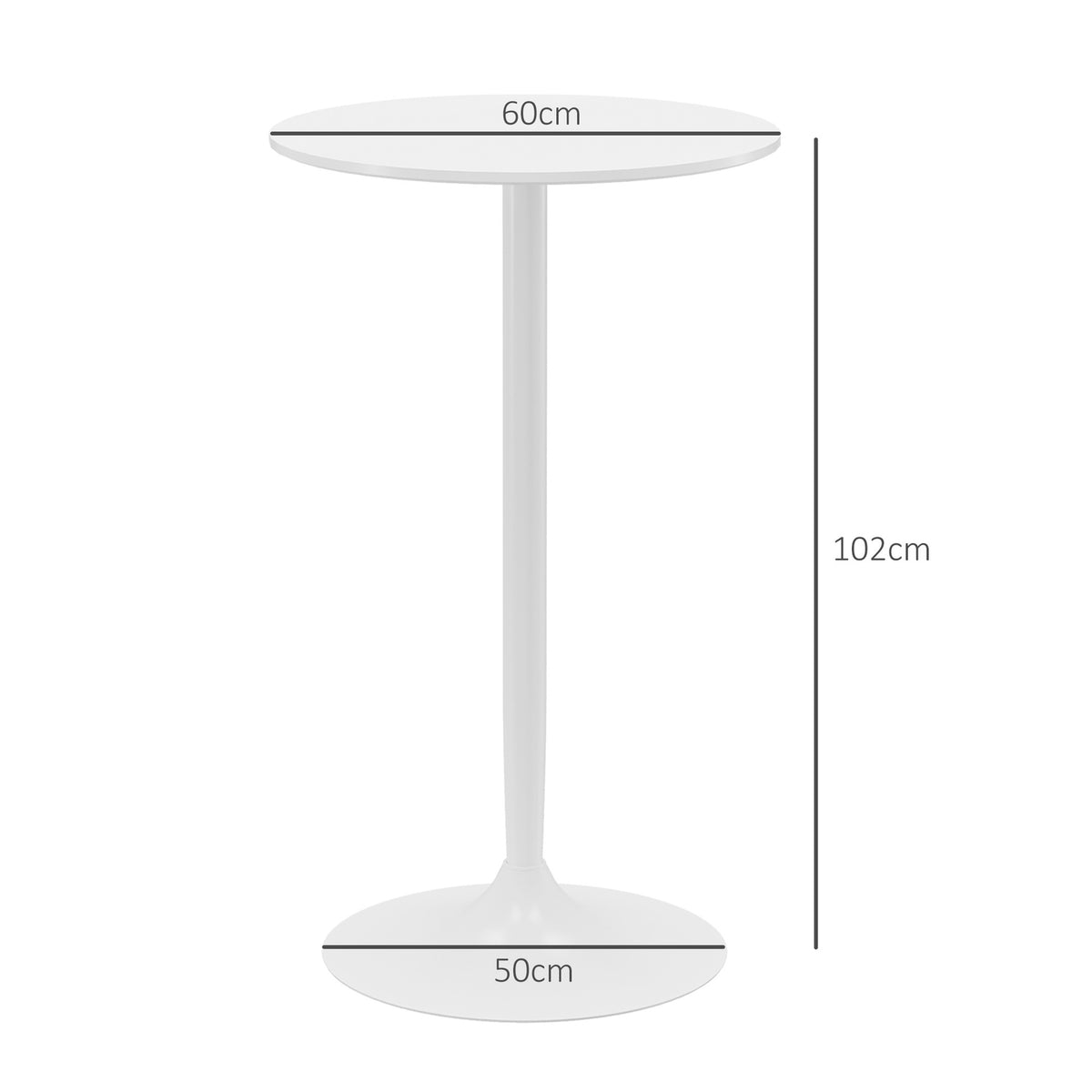 Bar table, bar table, dining table, round counter table, kitchen table for living room, dining room, steel, white, Ø60 x 102 cm