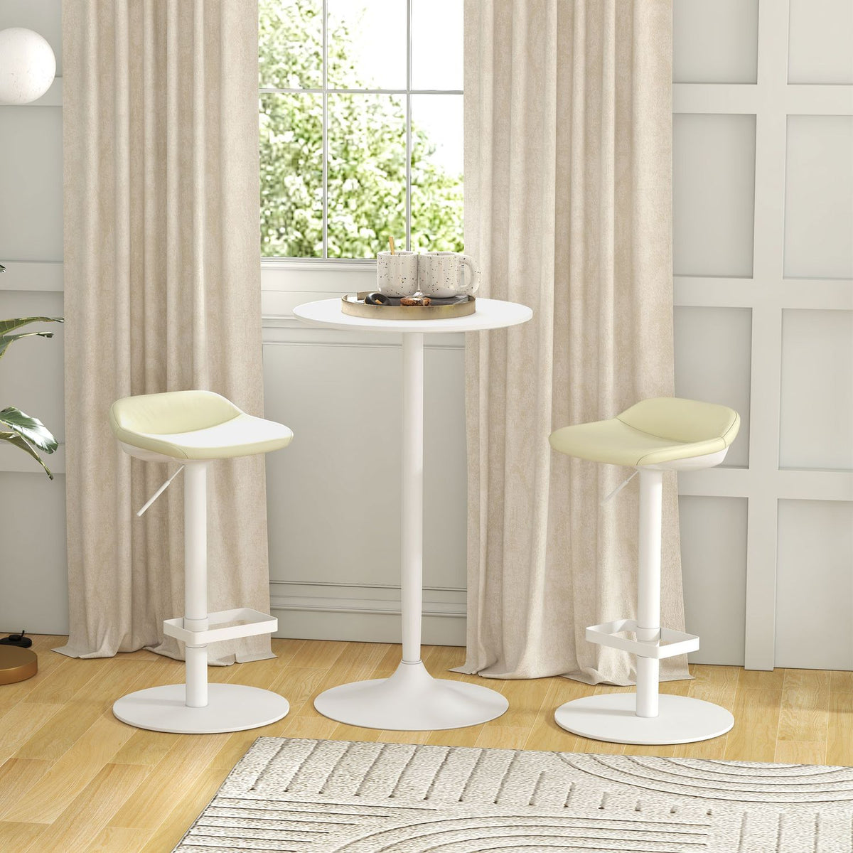 Bar table, bar table, dining table, round counter table, kitchen table for living room, dining room, steel, white, Ø60 x 102 cm