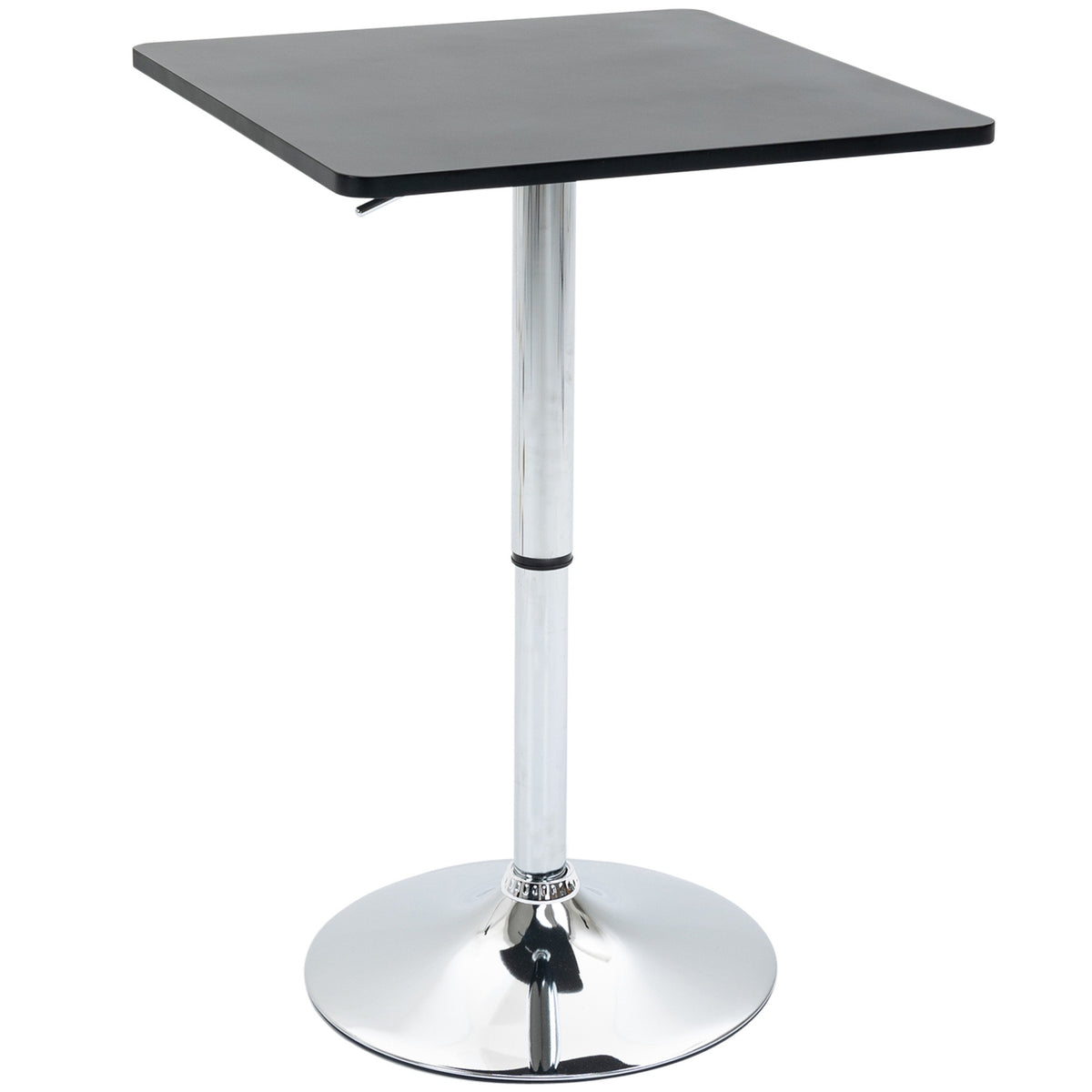 Bar table, height-adjustable bar table with rotating table top, non-slip kitchen table for living room, dining room, black, 60 x 60 x 69-93 cm