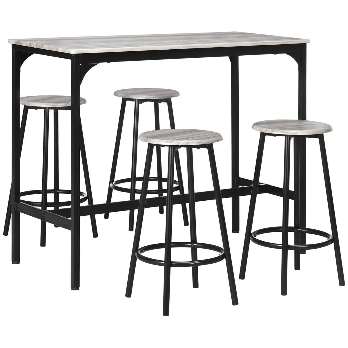 Bar table with bar stool set, 5 pieces. Bar Table Set Kitchen Table with 4 Bar Stools Industrial Design Dining Set Kitchen Dining Room Metal Gray