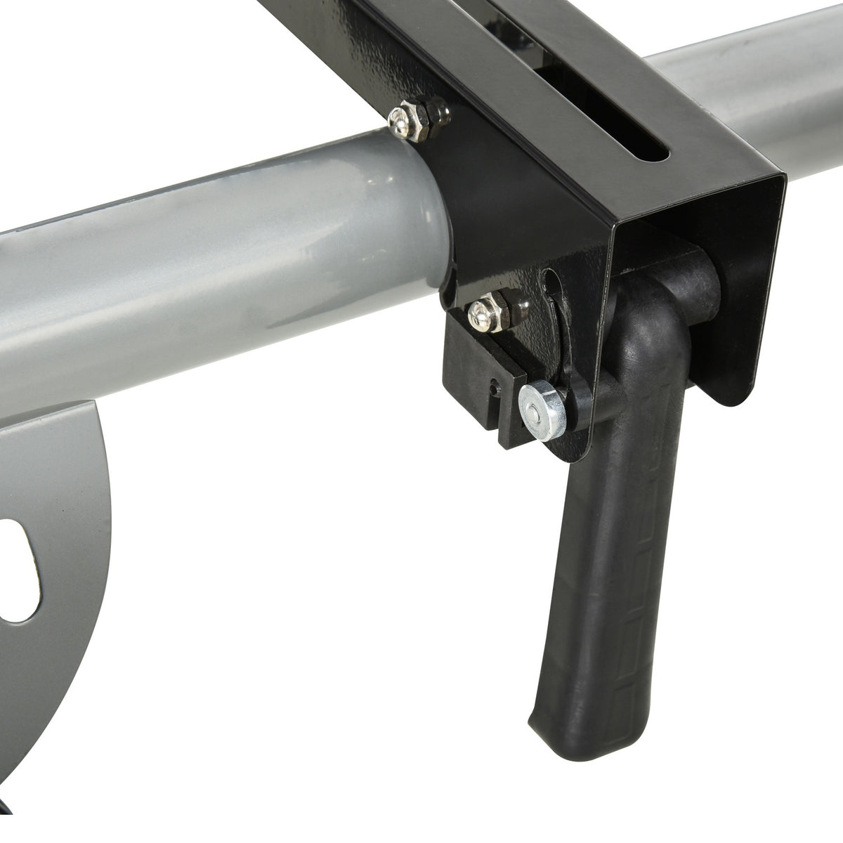 Base Frame For Cross-Cut Saw Work Table, Black + Silver, Side Extension 123.5-245 Cm