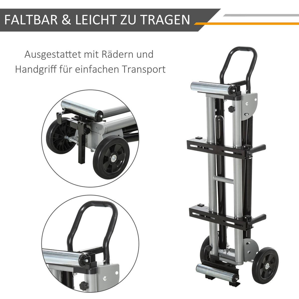 Base Frame For Cross-Cut Saw Work Table, Black + Silver, Side Extension 123.5-245 Cm