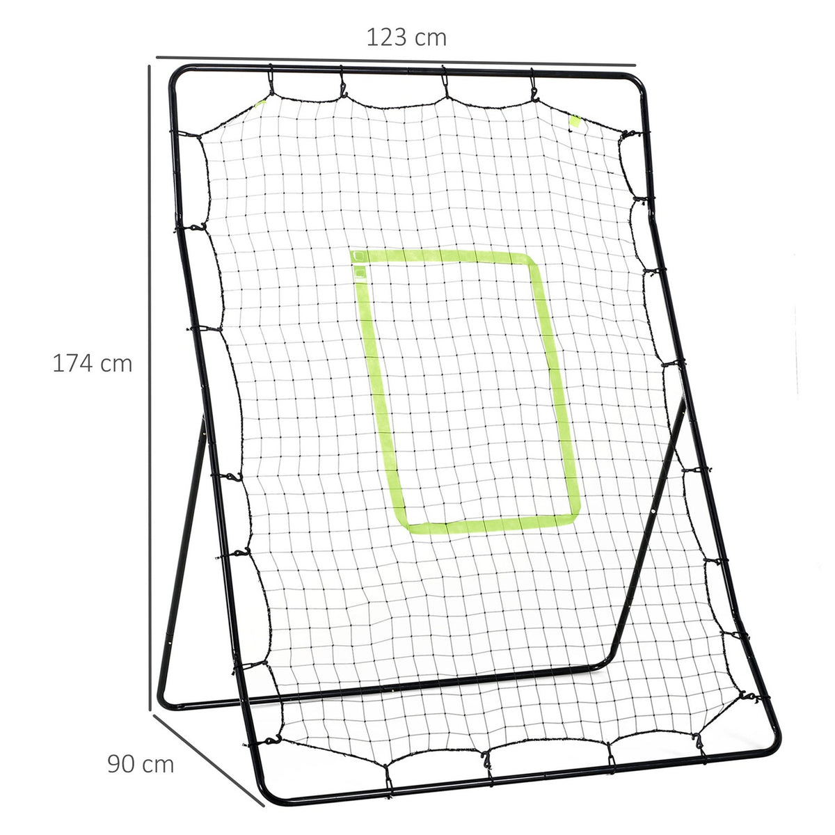 Baseball Rebounder PitchBack, Portable Rebound Wall Net with Hitting Zone for Baseball, Football, Metal, Black, 123 x 174 cm