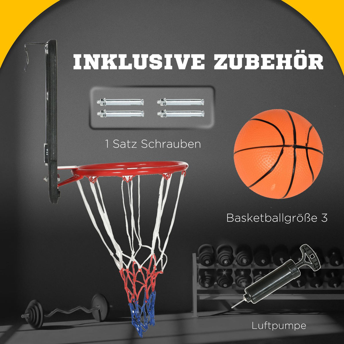 Basketball Hoop, Basketball Board With Basket, Electronic Scoreboard, Basketball Ring For Wall Mounting, Including Basketball, Ball Pump
