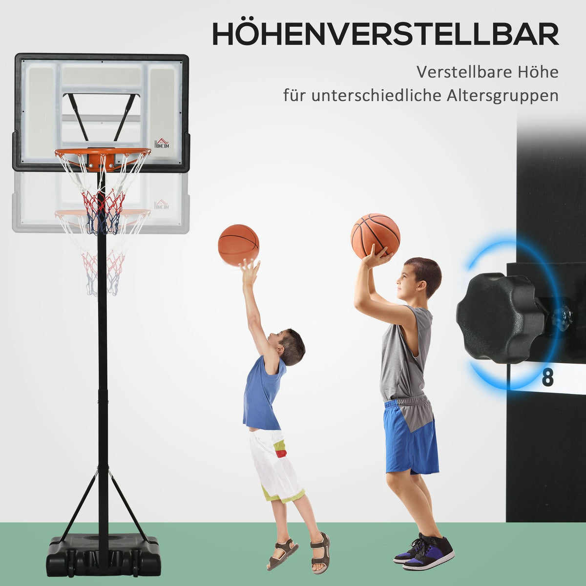 Basketball Hoop Rollable Height Adjustable 260-310Cm Stand