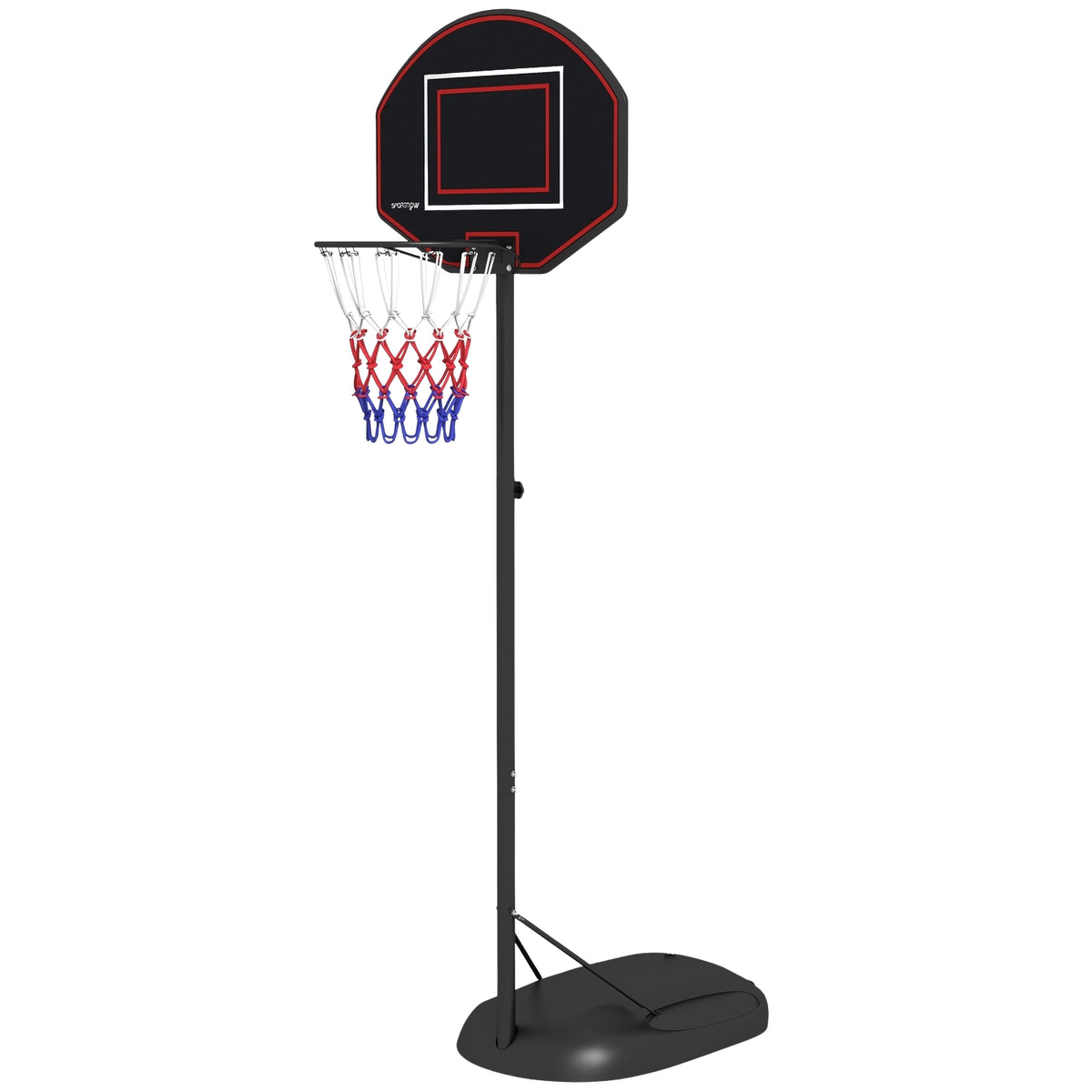 Basketball Hoop Stand 221-282Cm Height Adjustable Shatterproof Back Wall Wheels Basketball System Adults Steel Black