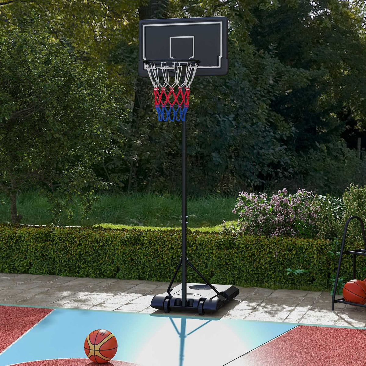 Basketball Hoop With Stand, Height-Adjustable Basketball Stand With Wheels And Shatterproof Backboard, 220-250 Cm Basketball Backboard Stand