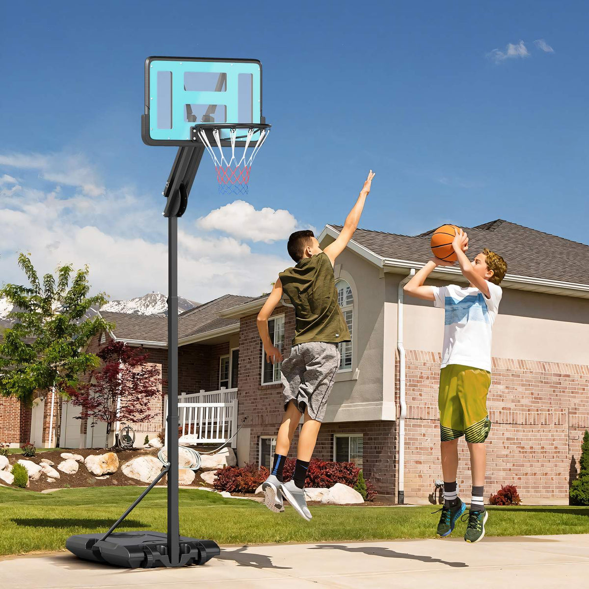 Basketball Hoop with Stand Roll 146-236 cm Height Adjustable Basketball Stand with 71x45cm Back Wall Portable Hoop System for Teenagers Adults Basketball System for Indoor Outdoor |