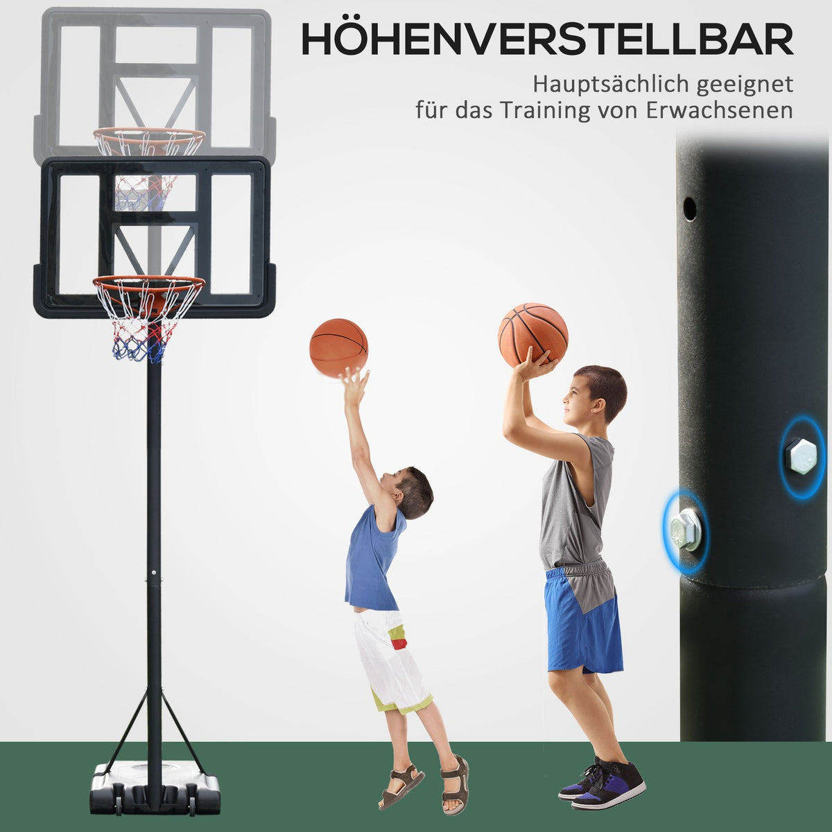Basketball Stand Portable Freestanding Adjustable Basketball Stand With Two Wheels For Outdoor And Indoor Use