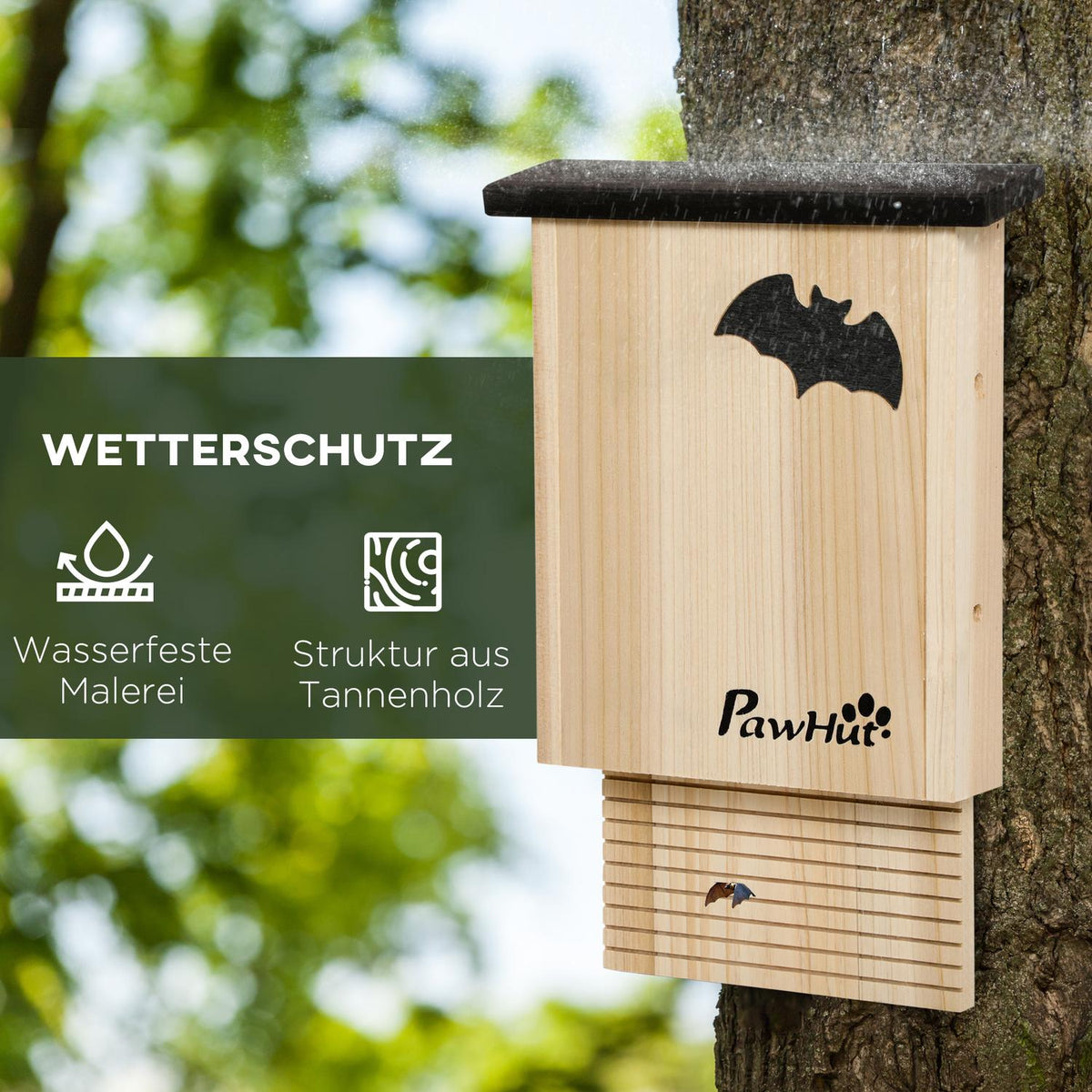 Bat Box Set Of 3, Bat House, Nesting Box For Bats, Hanging Bat Box For Summer, Winter, Fir Wood, Natural