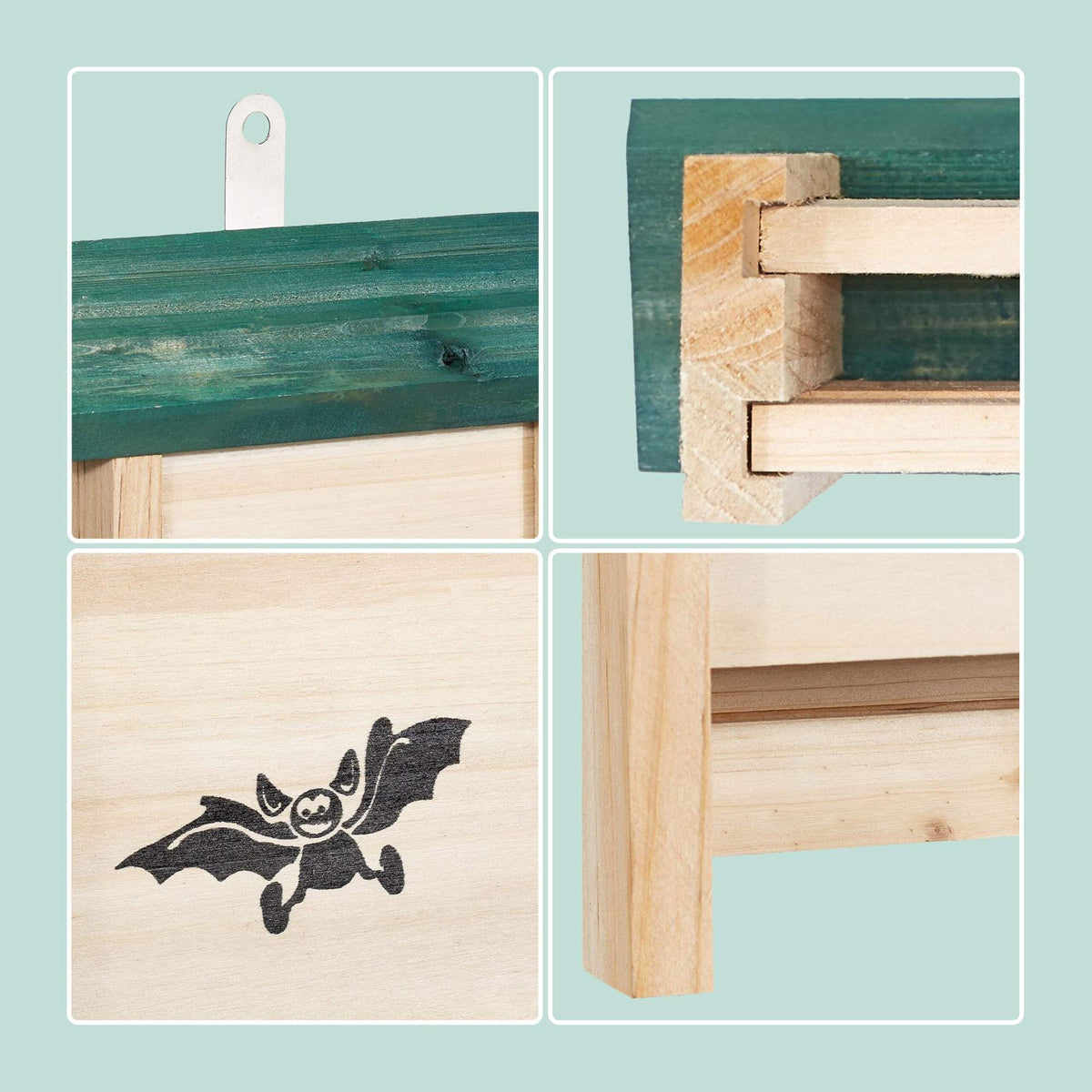 Bat Boxes, Untreated Wood, Set of 4