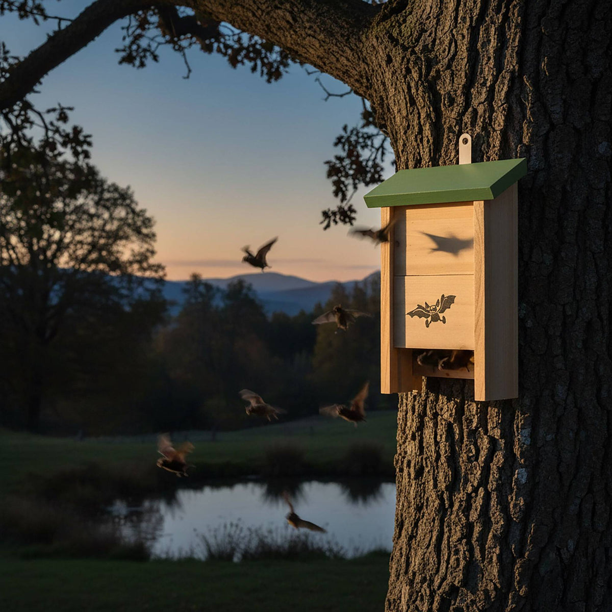 Bat Boxes, Untreated Wood, Set of 4