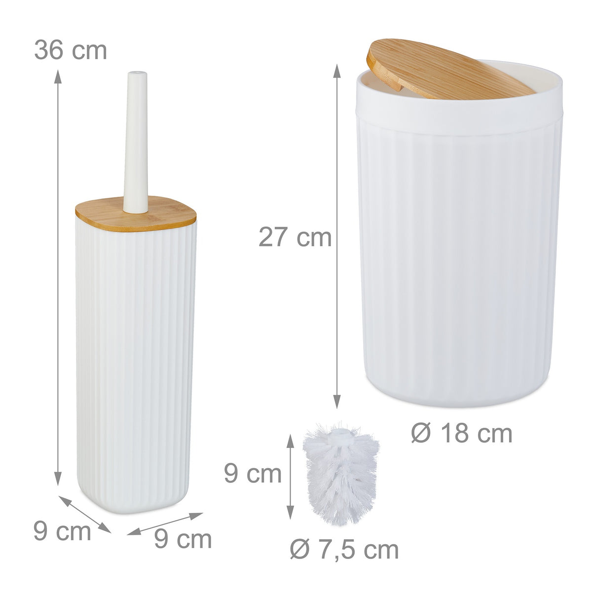 Bathroom Accessories Set, Plastic & Bamboo, 6-Piece