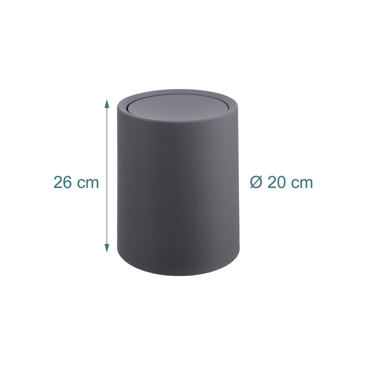 Bathroom Bin with Swing Lid, 6L Plastic
