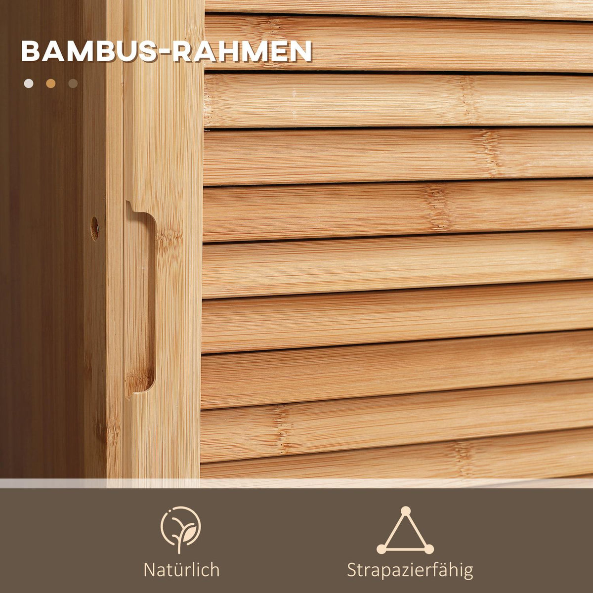 Bathroom Cabinet, Bamboo Bathroom Cabinet, Bathroom Furniture with Drawer, Three Shelves, Open Compartment, for Bathroom, 32 x 30 x 163 cm Natural Wood