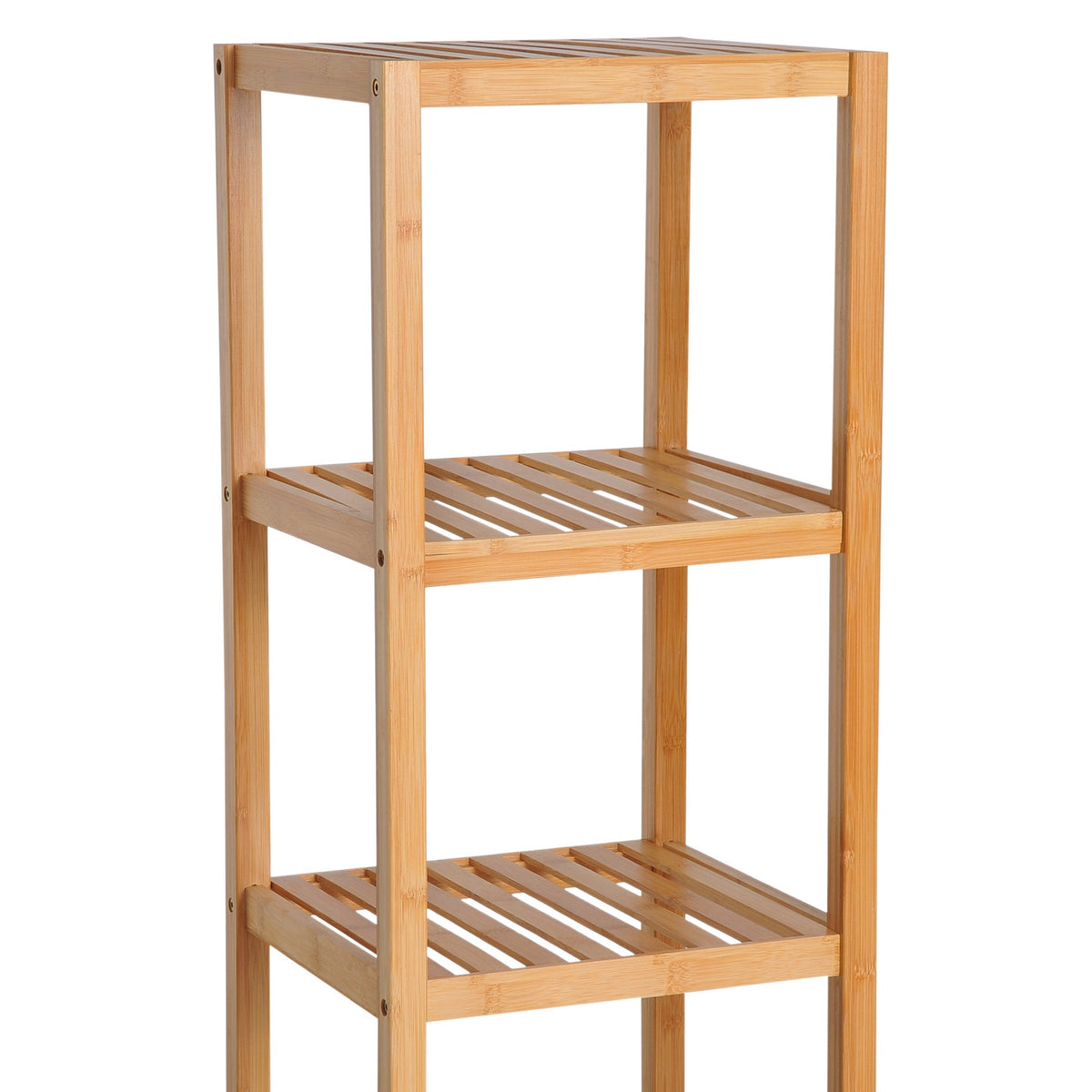 Bathroom Cabinet Bathroom Cabinet With 3 Open Compartments, Storage Cabinet Made Of Bamboo, Toilet Cabinet, Natural, 36X33X140Cm