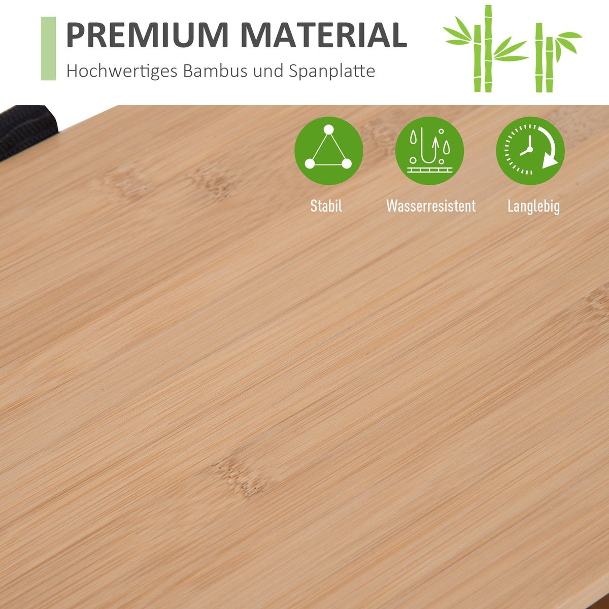 Bathroom Cabinet Standing Shelf With Open Shelf, Made Of Bamboo, Natural, 50X25.5X92Cm