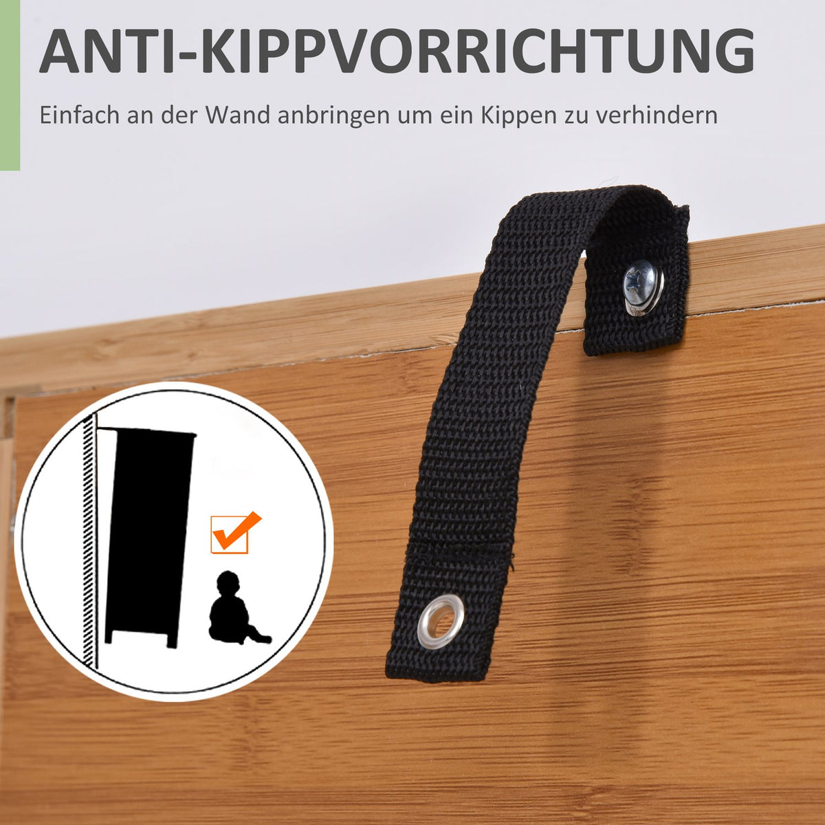 Bathroom Cabinet Standing Shelf With Open Shelf, Made Of Bamboo, Natural, 50X25.5X92Cm